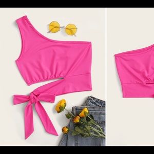 Pink One Shoulder Top
